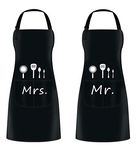 ETLEE Mr. & Mrs. Couple Aprons Set（2PCS） Adjustable Kitchen Cooking Bib Apron Wedding Anniversary Engagement Bridal Shower Gift For Couples and Newlyweds