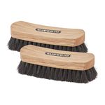 Horsehair Shoe Brush (2 Pack) Premium Genuine Soft Horse Hair Bristles, 7” high-Density Concave Design Wood Handle - Comfortable Grip, Anti Slip Sparkle for Shoes, Boots and Leather Care. by Superio