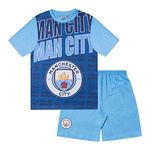 Manchester City FC Official Boys Sublimation Short Pyjamas Navy 8-9 Years