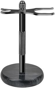 NUOYIA Razor and Brush Stand,Marble Base Razor Holder is More Stable,the Base Will Not Rust and the Fitted Protective Spacer Protects Your Countertop Better Decoration as a Gift(Black)