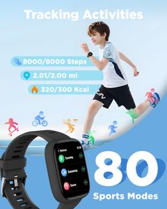 BIGGERFIVE Kids Smart Fitness Watch – 1.8" Waterproof, Heart Rate, Pedometer, Sleep Tracker, 5 Games
