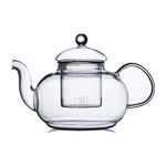 CnGlass 33.8oz Glass Teapot with Removable Infuser,Stovetop Safe Tea Kettle,Blooming & Loose Leaf Tea Pot