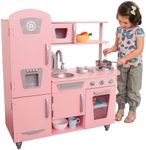 KidKraft Pink Vintage Toy Kitchen, Wooden Play Kitchen with Toy Phone, Kids' Kitchen set with Retro Toy Fridge, 53179 - Amazon Exclusive