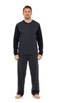 INSIGNIA Mens Pyjama Set Long Sleeve Top & Pants Cotton Pjs (Large, Charcoal)