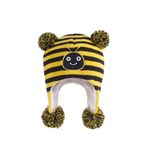 LANGZHEN Toddler Kids Infant Winter Hat,Earflap Knit Warm Cap Fleece Lined Beanie for Baby Boys Girls (Bee -Yellow Stripe, 6-12 Months)