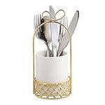 OLegei Ceramic Tableware Caddy Kitchen Countertop Silverware Holder Decoration Flatware Cutlery Holder Stand Restaurant Utensil Crock Holder for Forks, Spoons, Knives