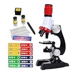 Science Kits for Kids Beginner Microscope with LED 100X 400X and 1200X-Include Sample Prepared Slides 12pc- Educational Toy Birthday Valentine's Day Gift