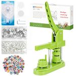 Button Maker Machine 25mm /1 inch inch,Button Press Machine for DIY Gift,Installation-Free Pin Maker Machine with Free 500pcs Button Parts & 100pcs Pictures &Adjustable Circle Cutter(Green)