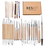 BESKIT 30PCS Clay Sculpting Tools Pottery Carving Tool Set Halloween Sculpting Kit - Includes Clay Color Shapers, Modeling Tools & Wooden Sculpture Knife & Pumpkin Carving Tools (Type 1)
