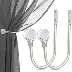 Gudui Curtain Holdbacks, Curtain Tieback Hooks Crystal Curtain Holdbacks Silver Curtain Holder Hooks for Drapes Wall Mounted Window Curtains Treatment Holdbacks Set of 2