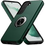 MMHUO for Samsung S22 Case,Dual Layer Military Grade Drop Protection Slim Case for Samsung S22 Kickstand Case with Hidden Ring Holder Shockproof Phone Case for Samsung Galaxy S22 5G(2022),Dark Green