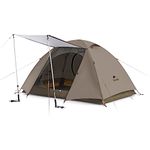 Naturehike 2 Person/3 Person Backpacking Tent, Waterproof Lightweight 2 Person Tent 3 Person Tent, Easy Setup 3 Season Double Layer Tent with Canopy (Brown-3Person)