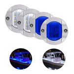 Bkinsety 4 Pack LED Boat Light 12V Round Marine Lamp LED Transom Mount Light for Boat Deck (White+Blue)