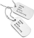 COOLSTEELANDBEYOND Classic Two-Pieces Mens Steel Military Army Dog Tag Pendant Necklace, Silver Black, 28 in Ball Chain(CA)