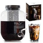 Mason Jar Cold Brew Coffee Maker - 1 Gallon Cold Brew Coffee Maker - Cold Brew Glass Container - Large Pitcher Of Cold Brew On Tap For Ready Coffee Every Morning