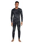 LAPASA Men's Lightweight Thermal Underwear Set, Fleece Lined Long Sleeve Long Johns Top and Bottom, Soft Warm Base Layer Set M11, Camouflage Dark Grey, M