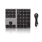 Agatige BT308 Wireless Number Pad for Laptop, Rechargeable Bluetooth 5.0 Keypad, Wireless Numeric Keypad Ultra Slim 35 Key Numeric Keyboard for Entering Data (Iron Gray)