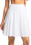 SANTINY 20'' Knee Length Skorts for Woman 4 Pockets High Waisted Women's Tennis Golf Skirts Long Athletic Skirt with Shorts, A White, Large