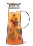 Premium Glass Water Jug - 1.3 LTR, Transparent, Hot Cold Water Pitcher with Lid Water Jug, Iced Tea, Milk and Juice Beverage Carafe, Lemon Jug, 1.30 Liter (Borosilicate JUG 1.3 LIETER)