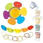 24PCS Mold Free Bath Toys with Waterfall Cups/Floating Boats/Bathing Spoons/Rings, Baby Bathtub Toys for Toddlers 1-3 Stacking Water Toys for Kids 3-5 Birthday for Preschool Boys/Girls