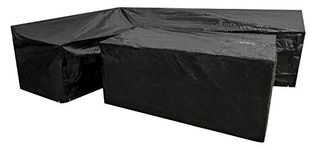 Woodside L Shape Outdoor Garden Corner Sofa & Table Dining Set Cover, Black, 100g/M2, Large, Right Side Long