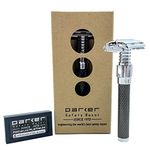 Parker 92R Ultra Heavyweight Butterfly Open Double Edge Safety Razor & 5 Shark Super Chrome Blades