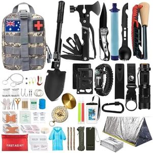 Survival Kit, 249 PCS Emergency kit and First Aid Kit for Outdoor, Survival Gear with Molle System, Professional Outdoor Tool for Camping, Earthquake, Outdoor Adventure, Hiking and Hunting (Grey)