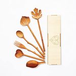 Natural Wooden Spoons and Forks Set (Set of 6), Fall Dinnerware, Thanksgiving Hostess Gifts for Women, Couple, Kitchen Cottagecore Gift, Handmade Cooking Gifts Ideas