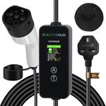 EV Charger Cable Type 2 to 3 Pin Plug 5M,[8/10/13A] Ev Charger 3.3kW, Adjustable Current Portable 3 pin ev Charger with Timing Delay,IP66 Waterproof,Type 2 Charging Cable for EV & PHEV