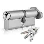 XFORT® Chrome 45T/50 Thumb Turn Euro Cylinder Lock (95mm), Euro Door Barrel Lock with 3 Keys, Anti-Bump, Anti-Drill, Anti-Pick Door Lock with Key, High Security for Wooden, UPVC and Composite Doors.