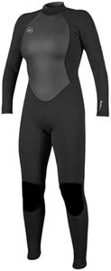 O'Neill Women's Reactor-2 3/2mm Back Zip Full Wetsuit, Black/Black, 6