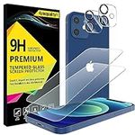 4youquality [4-in-1 Screen Protector for iPhone 12 with Camera Lens Protector, Tempered Glass Film, 2-Pack Each, [LifetimeSupport][Impact-Resistant][Anti-Scratch][Ultra-Transparent]