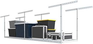 FLEXIMOUNTS 2x8 Overhead Garage Storage Rack,Adjustable Storage Organization System,Heavy Duty Metal Garage Ceiling Storage Racks,400lbs Weight Capacity,White, Classic Series