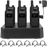 (3nd Gen RT22) Retevis B3S Walkie Talkie, Portable FRS Two-Way Radios,with Earpiece, Slim, LCD Screen,6 Way Multi Unit Charger,1620 mAh,Rechargeable 2 Way Radio for Restaurant Boutique Store (6 Pack)