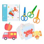 Plastic Safety Scissors, Toddlers Training Scissors, Pre-School Training Scissors and Offices Scissors (3pcs) Kids Paper-Cut (60 Sheets)