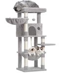 Gitelsnour Cat Tree, Cat Tower with Large Platform, Basket and condo, 52.4" Cat Scratching Posts for Indoor Cats, Light Gray GCT010W