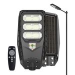 hardoll 300W All in One Solar Street Light LED Outdoor Waterproof Motion Sensor Lamp for Home Garden 10000mah Battery Remote Controlled(ABS,Cool White-Pack of 1) Battery Replaceable