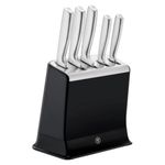TEFAL EverSharp Pro Stainless Steel Knife Block with Integrated Automatic Sharpener, 5-Piece Knife Set Chef, Bread, Santoku, Utility, Paring Knives, Precision Steel Blades for Cooking K2976S04