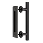 QINAIXQM 24CM Sliding Door Handle Double Sided Barn Door Handle Embedded Invisible Alloy Steel Frosted Black