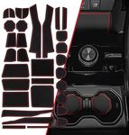 CupHolderHero fits 2014-2024 Jeep Grand Cherokee L Accessories - Premium Custom Interior Non-Slip Anti Dust Cup Holder Inserts, Center Console Liner Mats, Door Pocket Liners 31-pc Set (Red Trim)