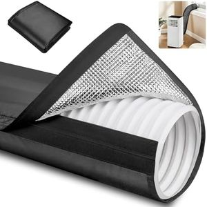 Upgraded Aluminum Foil Portable AC Hose Insulation Sleeve - Air Conditioner Hose Cover Wrap for 5"-5.9" Diameter Exhaust Hoses | Maximizes Heat Reduction & Energy Savings | Black