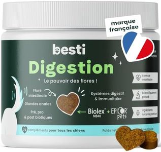 BESTI - Digestion | 75 Compléments Alimentaires Premium pour Chiens | Probiotiques, Prébiotiques, Postbiotiques | Flore Intestinale | Marque Française - Formule Vétérinaire | Au Poulet | 300 GR