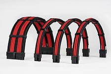 Sensei Mods Custom Sleeved Cable Extension Kit for Personal Computer - Dual Colour (Code Red, Asphalt Black)
