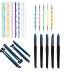 CraftDev Dotting Tool Set with Plastic Handle Emboss Tool, Mandala Tool, Foam Brush, and Piece Ball for Nail Art (22 Pc)