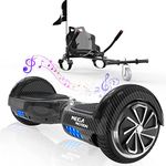 Mega Motion Hoverboards with go kart, Hoverboards with seat, Self Balance Scooter with Hoverkart 6.5 Inches Hoverboard for kids, with Bluetooth Speaker and LED Lights,Gift for Adult and Kids, Z29