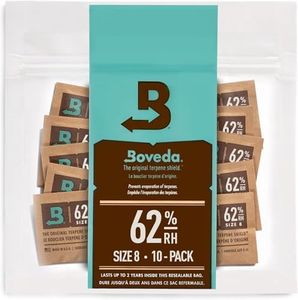 Boveda 62% RH Size 8-10 Pack Two-Way Humidity Control Packs - For Storing 1 oz - Moisture Absorber for Small Storage Containers - Humidifier Packs - Hydration Packets w/Resealable Bag