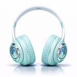 PunnkFunnk Astro Junior Wireless Bluetooth Headphones with BT 5.3, Noise Cancelling, Hi-Res Audio, 40mm Drivers, Deep Bass, Memory Foam Ear Cushions, Over-Ear Headset for Kids, Teens & Adults (Green)