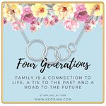 Four Generations Necklace, 925 Sterling Silver, Great Grandma Gifts From Granddaughter, Grandmother Necklace, 4 Generations Necklace for Grandma, Christmas Gifts For Grandma Gifts For Birthday