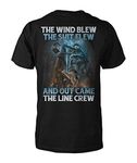 Lineman Tshirt The Wind Blew The Line Crew Lineman Tshirt for Men Black