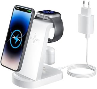 Cargador inalambrico,INNISTO Cargador inalambrico con 18W Adaptador,Cargador inalambrico Compatible con i Phone 15/14/13/12/11Pro/Pro MAX,Apple Watch Ultra 9/8/7/6/5/4/3/2/SE AirPods Pro 3 2 1 Blanco